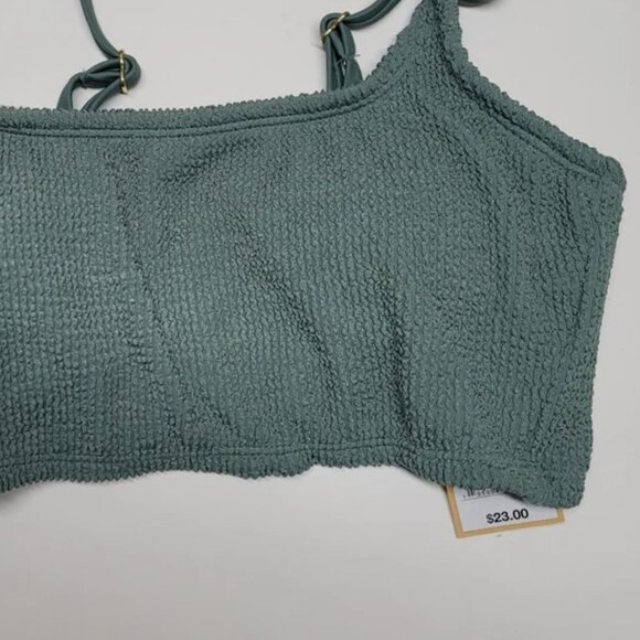 KONA SOL Textured Moss Green Square Neck Bikini Top - Picture 3 of 6